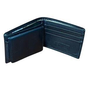 Columbia Wallet Mens Black Leather Bifold ID Card Holder Billfold Logo Passcase
